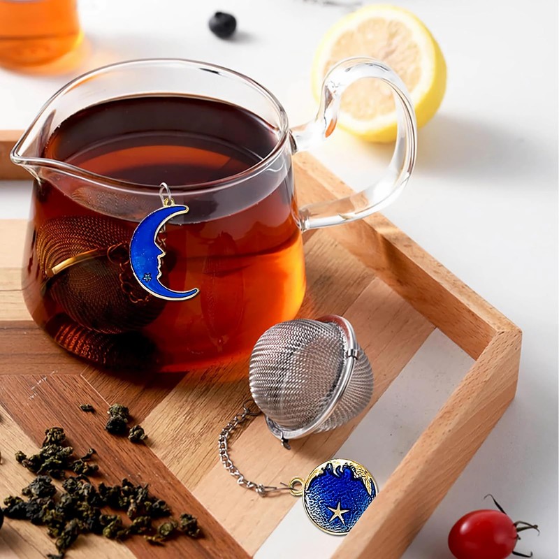 PUSCOBSY Enamel Moon Star Tea Infuser Set, 2 Pcs Tea