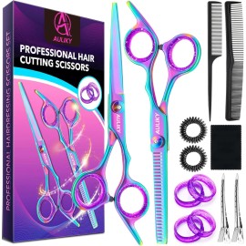 AULikY Hair Cutting Scissors Shears Kit, 6.7” Barber Scissors,Profe