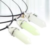 Healvian 3pcs Luminous Hexagonal Crystal Stone Pendant Necklace with Leather