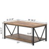 EXCEFUR Modern Coffee Table, Industrial Metal and Wood Living Room