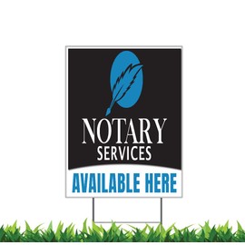 Notary Services, Notary Public, V1 18x12" Vertical Yard Sign (Outdoor, Weatherproof Corrugated Plastic) Metal Stake Included, by Moonlight4225