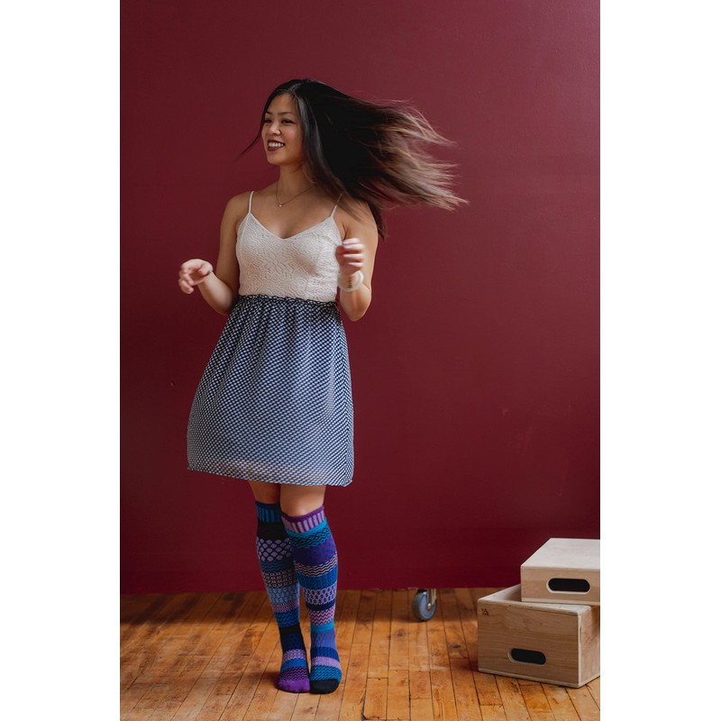 Solmate Socks - Mismatched Knee High Socks, USA Made, Raspberry