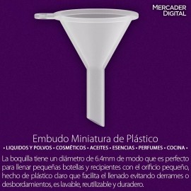 Mercader Digital 60 Pzs Embudo Miniatura Plástico Mini Chico Botellas Pequeño