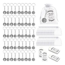 Doubem 180pcs Llaveros Con Dijes Religiosos,bolsas Organza Blancas,etiquetas De Agradecimiento,material Aleación De Zinc Duradero,bodas Navidad Celebración De Pascua,baby Shower,suministros De Bautizo