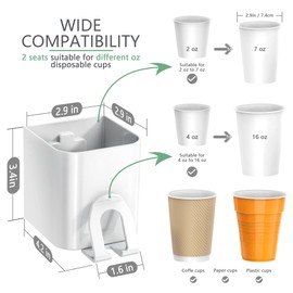 TOWARDFUN - Dispensador de tazas de 2 asientos, soporte para tazas desechables de papel y plástico de 2 a 16 onzas, dispensador de tazas calcomanía para enfriador de agua, estación de café, oficina,