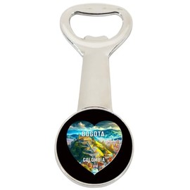 Bogota Colombia Travel Souvenir Destination Heart Shape Design Magnetic Bottle Opener Single