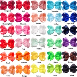 30 Colors Baby Girls Bows Clips 6" Big Hair Bows Alligator Har Clips Head Wear for Girls Toddler and Children