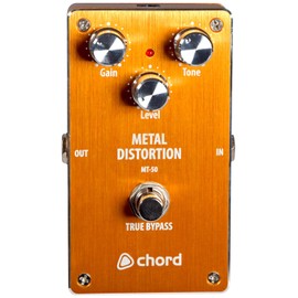 Chord | Guitar Effects Pedal | MT-50 Metal Distortion Pedal: High-Gain Guitar Effects Pedal for Metal & Hard Rock, Featuring Adjustable Gain, Tone, and Level Controls, Rugged Aluminium Housing
