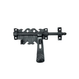 6.75” Hand Forged Heavy-Duty Hook Barrel Bolt Latch Lock for Doors, Gates & Furniture – Black Finish – Borderland Rustic Hardware