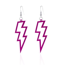Acrylic Hollow Lightning Bolt Dangle Earrings 80s 90s Lightweight Vintage Acrylic Hollow Lightning Bolt Neon Dangle Drop Earrings for Women 80's Retro Party Jewelry Gifts (Violet)