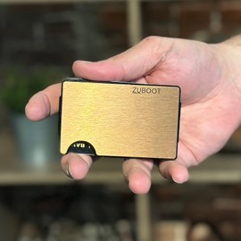 Slim RFID Wallet for Men - Minimalist Frotn Pocket Metal Wallet with Cash Clip and AirTag Holder - Lightweight & Durable Card Holder (Copper, Cash Clip)