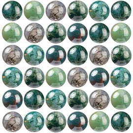 100Pcs Natural Stone Beads 6mm Moss Agate Round Gemstone Loose Beads with Elastic Bracelet String for Bracelets Necklace Jewelry Making