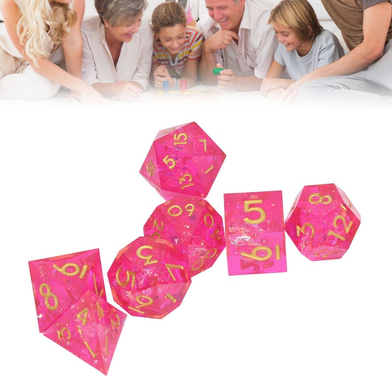 7PCS Polyhedral Dice Clear Numbers Pointed Edges Resin Dice Set