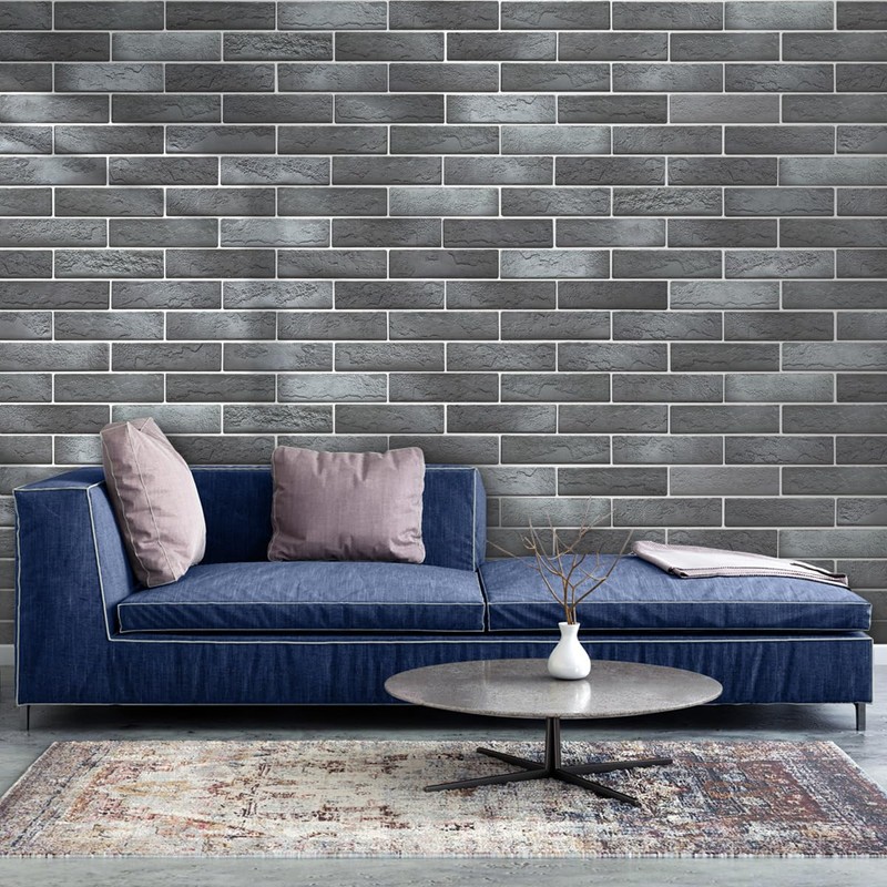 TORURAL 100 Whitewash Grey Faux Brick Wall Tiles, 3D Thin