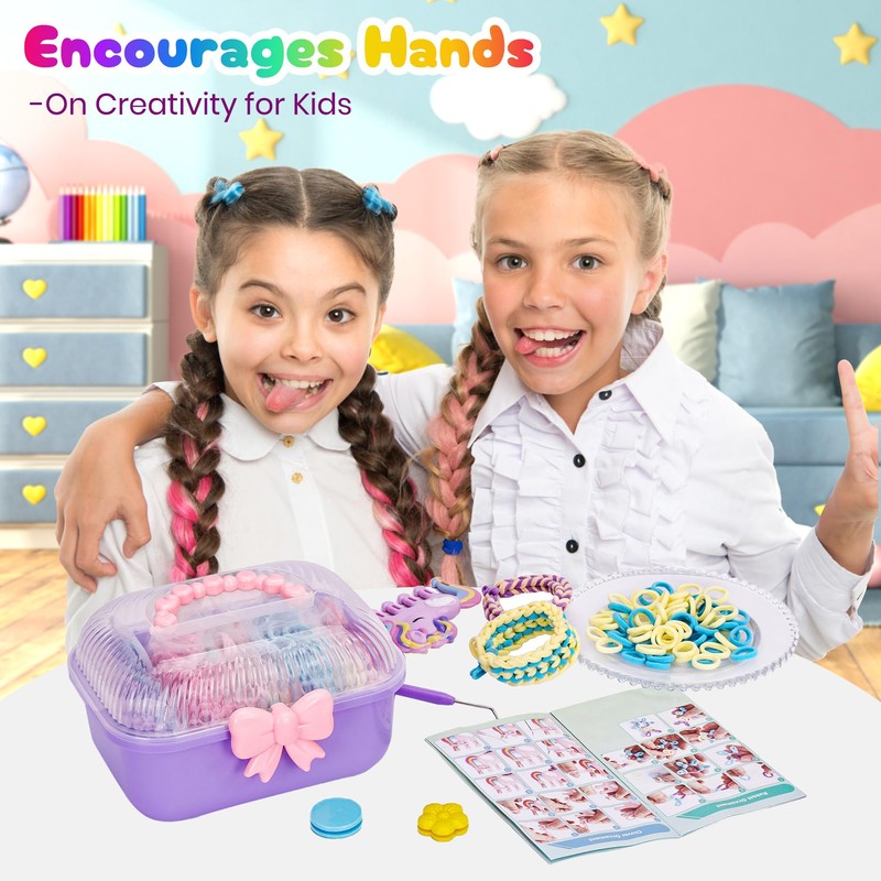 Bracelet Making Kit for Girls Ages 8-12, Weaving Rainbow Bands