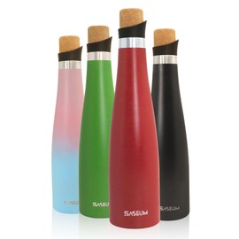 SASEUM Wine Bottle - 1000mL Insulated Stainless Steel Wine Bottle with Vacuum Sealed Lid (Red, 1000ml)
