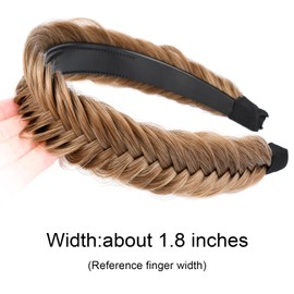 Oplira Fishtail Synthetic Wide Messy Braided Headband With Teeth Hand woven High Elasticity Braids Hair Band Hairpiece for Girls Women Beauty Accessory (Dirty Blonde, Wide)