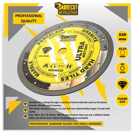 1 x SabreCut SCDM230 230 mm (9 Inch) x 10 mm x 22.23 mm Bore Mesh Turbo Angle Grinder Diamond Circular Saw Blade Compatible with Bosch Dewalt Makita Milwaukee and Many Others