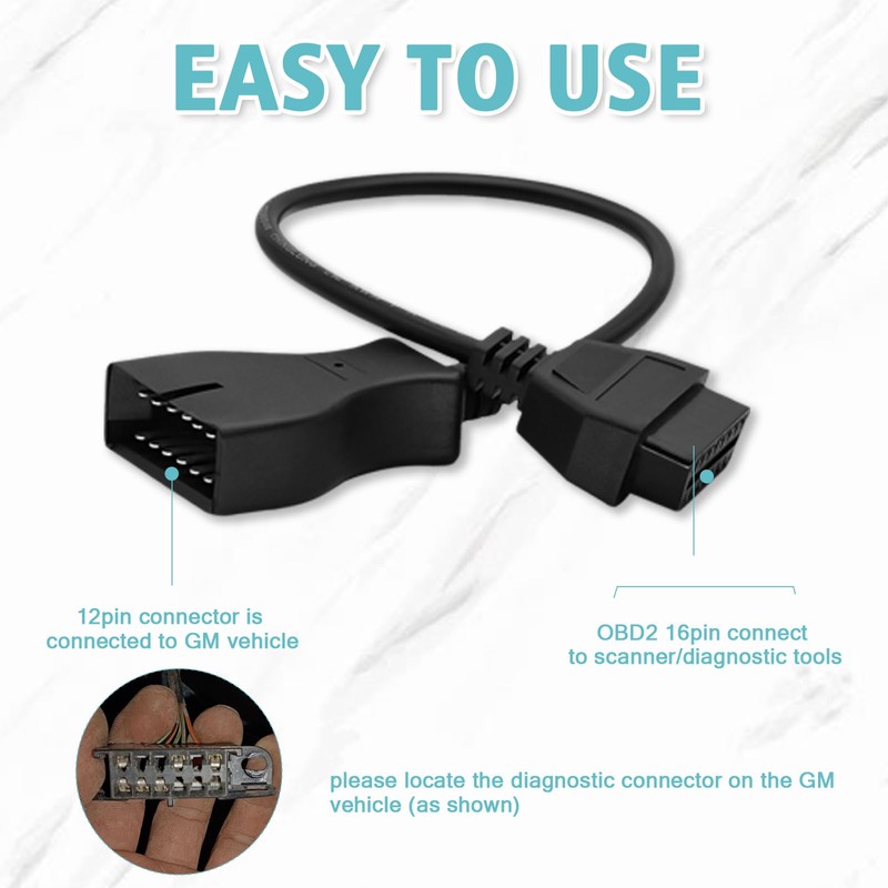 AMHTDOL OBD1 to OBD2 Adapter Fit for GM 12Pin Obd1