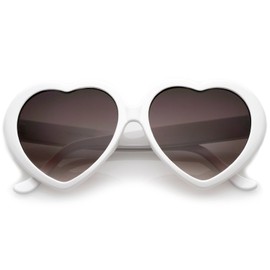zeroUV Oversized Heart Shaped Sunglasses UV400 Cute Trendy Love Fashion Eyewear for Women 52mm (White/Lavender)