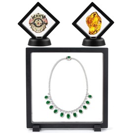 Holder Floating Frame Large 3D Floating Display Stand Coin Display Box Floating Display Frame Floating Display Case Presentation Stand with Base for Display Ring Pendant Bracelet Jewellery (B)