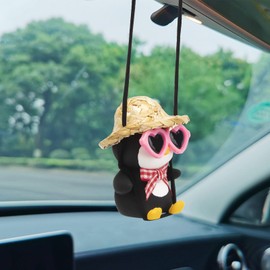wonuu Cute Penguin Car Pendant Flying Penguin Hanging Ornament Car Rearview Mirror Charms Decoration for Car Decor Accessories (Penguin Glasses)