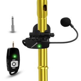 Wireless Flute Microphone for Instrument System: 2.4G Cordless Professional Mic Wind Music Instruments Microphone Receiver and Transmitter, 160ft Range for Flute, Piccolo, Clarinet