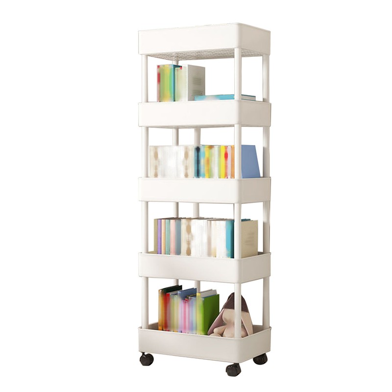 Book Organizer with Wheels Multi Tier Utility Cart Plastic Rolling