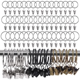Glarks 40Pcs 25mm/1 Inch Sliver Curtain Rings with Clips, Rustproof Metal Drapery Curtain Hanging Rings