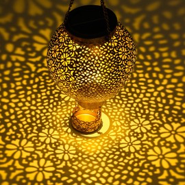 LOVERUIS Solar Lantern for Outdoors, LED Metal Solar Lantern for Outdoor Hanging with IP65 Waterproof, Garden Decoration, Solar Lantern Outdoor for Garden, Balcony, Patio, Garden Decoration (Hot Air