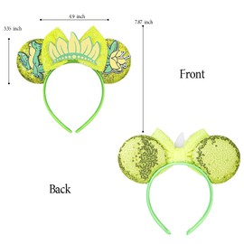 Kuhanulys Mouse Ears Headbands - Cute Headband for Women Girl,Costume Headwear for Theme Park,Birthday Party,Princess Cosplay (Green)