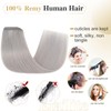 Elailite Real Hair Clip-In Extensions, 8 Wefts, Grey, Straight, Real