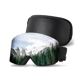 CARFIA Mens Womens Ski Goggles OTG Magnetic 100% UV Protection, Anti-Fog, Anti-Glare Snowboard Goggles for Spectacle Wearers (Silver Lense)