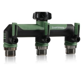 Zaakwang Full Flow Heavy Duty 3-Way Hose Splitter, Rugged Garden Faucet Adapter, with Extended Handle, 3/4” GHT Thread, Green