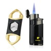 Torch Lighter with Punch 4 Jet Refillbale Lighters Windproof (Black