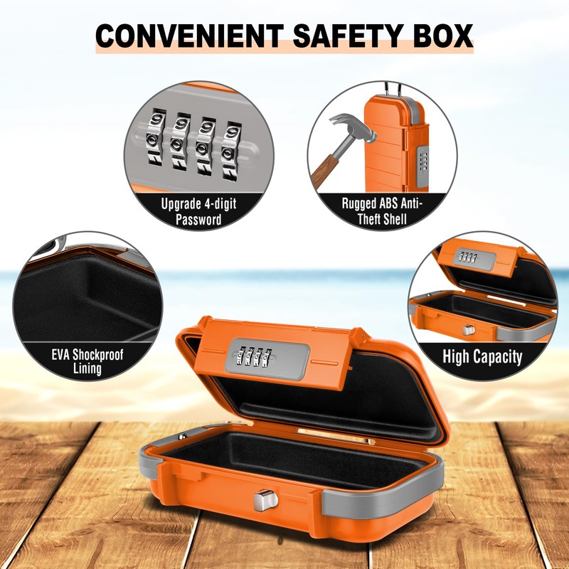 HUANLANG Portable Safe Lock Box with Combination Lock Mini Beach