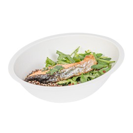 Restaurantware-Pulp Safe 27 Ounce Oval Dessert Bowls, 100 No PFAS Added Dinner Bowls - Home Compostable, Heavy-Duty, White Bagasse Sustainable Bowls, BPI-Certified, Disposable