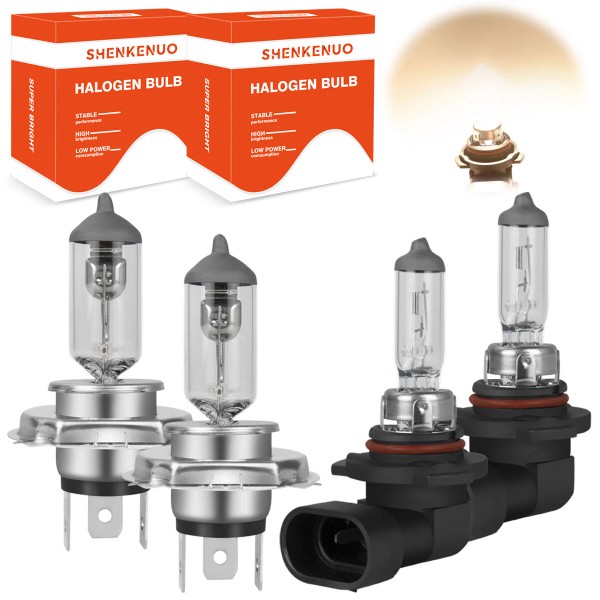 SHENKENUO For Toyota Prius 2004-2009 4X 3400K Halogen Headlight High/Low+Fog