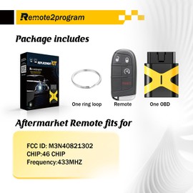 Remote2program DIY Programming Car Key Keyless Entry Remote Replacement for Dodge Durango/Journey with FCC: M3N-40821302 (4 Buttons)