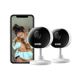 ZOSI Indoor Security Camera, 2Pack 1080P Home WiFi Camera with Phone App, Smart Motion Detection, 2 Way Audio, Night Vision, C688 Baby/Pet Monitor, SD Card/Cloud Storage, Works with Alexa, Plug-in