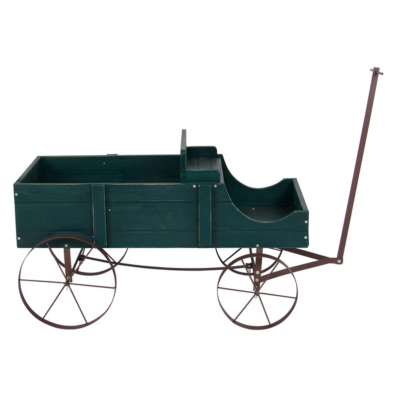 Shine Company Decorative Large Buckboard Wagon Garden Planter - Green