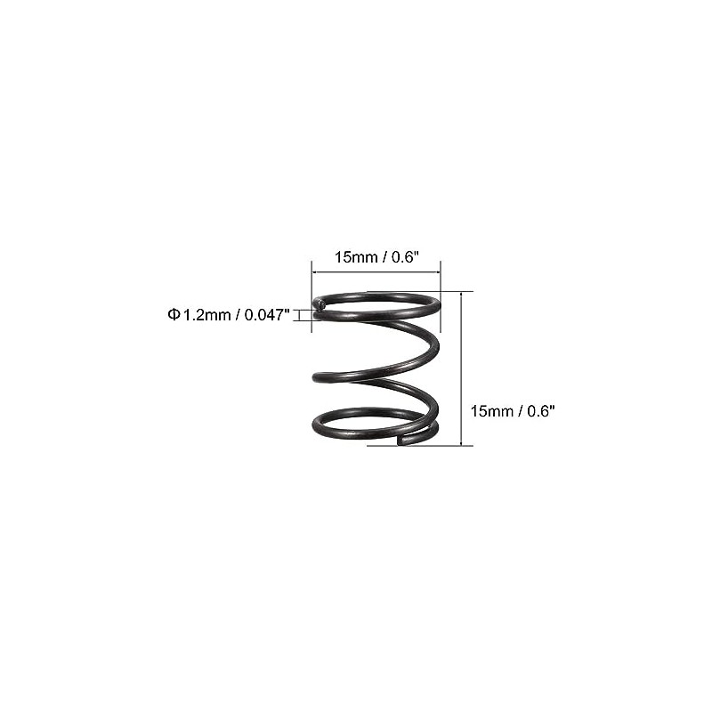 TOP-VIGOR 10Pcs Compression Spring, 1.2mm Wire Dia, 15mm OD, 15mm