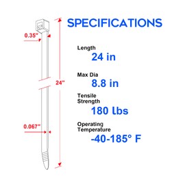 WLEAD Cable Ties Black 600 mm x 8.8 mm, Pack of 50 Extra Strong Cable Ties with 80 kg Tensile Strength, UV-Resistant, Large Nylon Plastic, Self-Locking Multifunctional Cable Ties