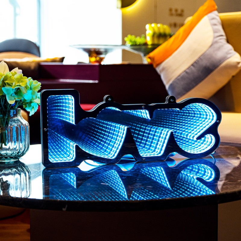 Perpetual Charm 'Love' Infinity Mirror Neon Signs: Thousand-Layer LOVE Wall