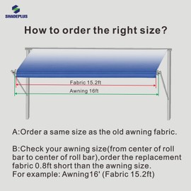 SHADEPLUS RV Awning Fabric Replacement,Camper Awning Replacement,16 oz Heavy Duty Waterproof Vinyl Universal RV Awning Replacement for All Brands Camper,Trailer, Motorhome Awnings,Blue Fade 12'2''