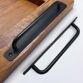 Ntresbonne 12 Pack 7 1/2 Inch 192 mm Matte Black Cabinet Pulls with Base Plate Cupboard Aluminum Handles Drawer Pull Cabinet Handles 8484 Cabinet pulls 192 (12, 7.5RoundBlack)
