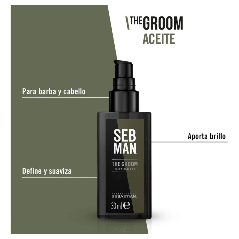 Tratamiento Aceite Cabello Barba Sebastian The Groom 30 Ml