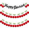 RoundFunny 3 Pack Happy Birthday Cherry Banner Party Decoration 8.