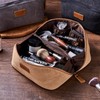 PAHVRION Canvas Toiletry Bag for Women with Genuine Leather Handle,Travel