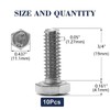1/4-20 x 3/4" Hex Head Screw Bolt, 10Pcs 18-8 (304)